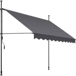 Markise med håndsving, højdejusterbar - 250 x 180 cm,sort/grå