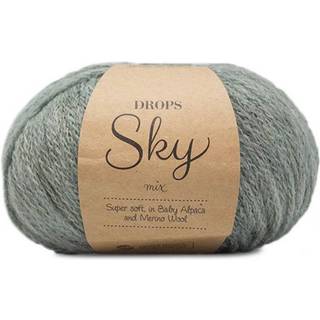 DROPS Sky 07 Lys søgrøn (Mix) Indhold: 74% Alpaca, 18% Polyamid, 8% Uld Garngruppe: B (20 - 22 masker) / 8 ply / DK Vægt/længde: 50 g = ca. 190 meter Anbefalede pinde: 4 mm Strikkefasthed: 10 x 10 cm = 21 m x 28 p Håndvask, max 30°C / Tørres fladt.