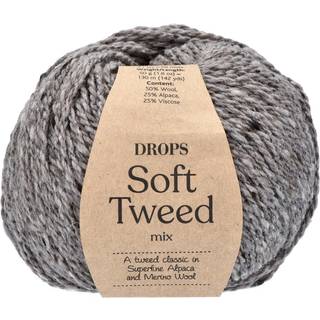 DROPS Soft Tweed 07 Brosten Indhold: 50% Uld, 25% Alpaca, 25% Viscose Garngruppe: B (20 - 22 masker) / 8 ply / DK Vægt/længde: 50 g = ca. 130 meter Anbefalede pinde: 4.00 mm Strikkefasthed: 10 x 10 cm = 21 m x 28 p Håndvask, max 30°C / Tørres fladt / Kan filtes.
