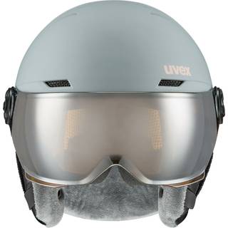 Uvex Rocket JR Visor, skihjelm med visir, junior, lysegrå/lyserød