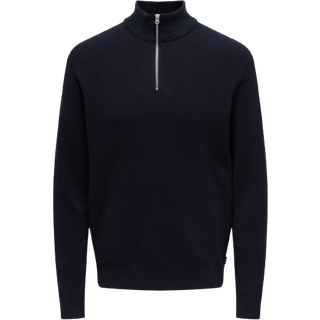 ONLY & SONS PHIL COTTON HALF ZIP KNIT Dark Navy
