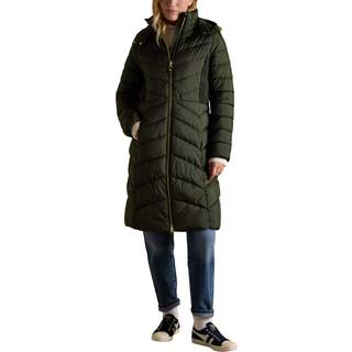 Joules Joules Pembury Khaki Green Showerproof Longline Padded Coat with Hood