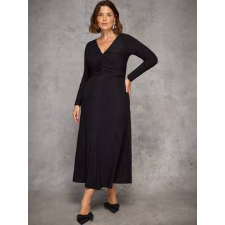 Live Unlimited Live Unlimited Black Petite Ruched Jersey Dress - 18