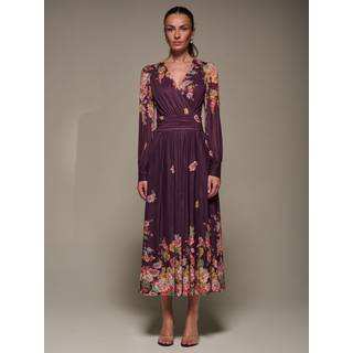 Jolie Moi Jolie Moi Red Long Sleeve Printed Mesh Midaxi Dress - EU 42 (UK 14)