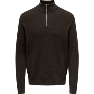 ONLY & SONS Phil Cotton Half Zip Knit Demitasse