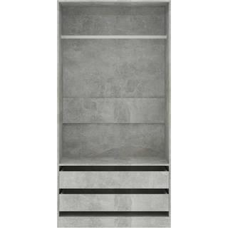 Klædeskab Konstrueret Træ Betongrå - 2 skuffer / 100 x 50 x 200 cm