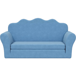 2-personers sovesofa til børn blødt plys blå