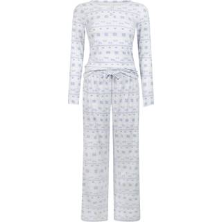 Hunkemöller Fairisle pyjamas i jersey Blå - 2XL