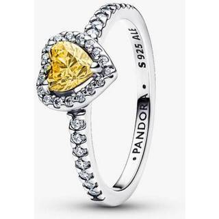 Pandora Silver Sparkling Elevated Yellow Heart Ring - 54