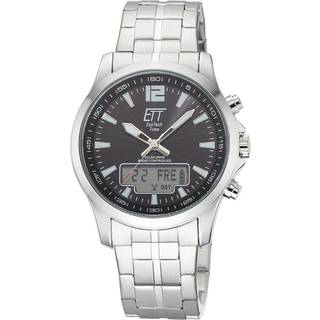 ETT Eco Tech Time EGA-11715-21M Funk-Solar Herrenuhr Professional Worldtimer Schwarz