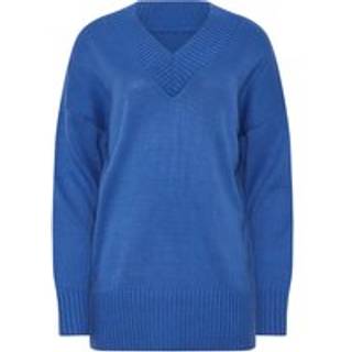 Lts Tall Cobalt Blue Knitted Vneck Jumper Size 8-10