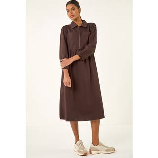 Roman Roman Zip Front Collared Midi Dress - 38