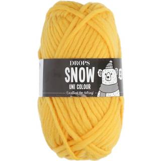 DROPS Snow Uni Colour 24 Gul (Uni Colour) Indhold: 100% Uld Garngruppe: E (9 - 11 masker)/ 14 ply / super bulky Vægt/længde: 50 gram = ca. 50 meter Anbefalede pinde: 9 mm Strikkefasthed: 10 x 10 cm = 10 m x 14 p Vask: Håndvask, max 30°C / Tørres fladt / Kan filtes.