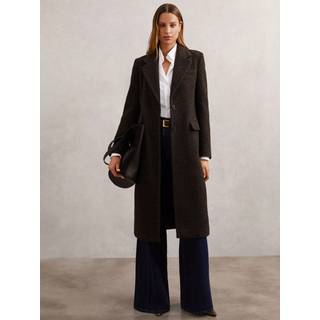 Reiss Reiss Chocolate Brown Check Kai Wool-Blend Houndstooth Check Coat