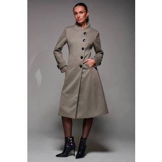 Jolie Moi Jolie Moi Asymmetric Button Detail Fit & Flare Coat