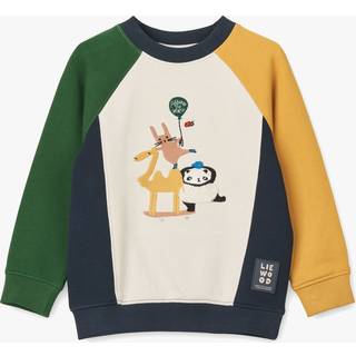 Liewood GOTS Aude Sweatshirt Med Placering Friends / Sandy / Classic Navy Multi Mix  Placement Sweatshirt-110/116 cm  Marineblå  110/116 cm  unisex