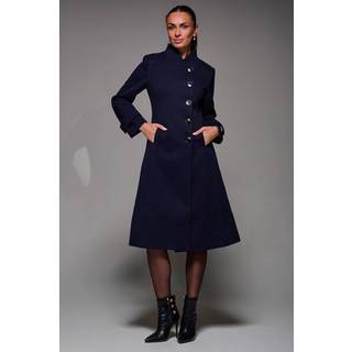 Jolie Moi Jolie Moi Blue Asymmetric Button Detail Fit & Flare Coat