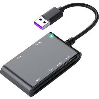 CR375-B 6-i-1 Multi-USB smartkortlæser til Smart/SIM/SD/TF/MS/M2-kort - Sort