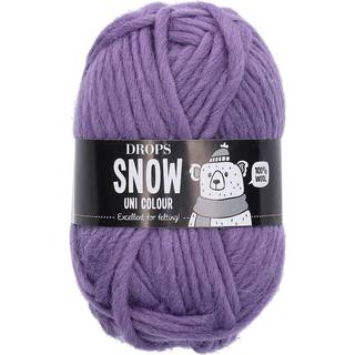 DROPS Snow Uni Colour 54 Lavendel (Uni Colour) Indhold: 100% Uld Garngruppe: E (9 - 11 masker)/ 14 ply / super bulky Vægt/længde: 50 gram = ca. 50 meter Anbefalede pinde: 9 mm Strikkefasthed: 10 x 10 cm = 10 m x 14 p Vask: Håndvask, max 30°C / Tørres fladt / Kan filtes.