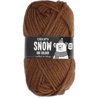 DROPS Snow Uni Colour 90 Toffee (Uni Colour) Indhold: 100% Uld Garngruppe: E (9 - 11 masker)/ 14 ply / super bulky Vægt/længde: 50 gram = ca. 50 meter Anbefalede pinde: 9 mm Strikkefasthed: 10 x 10 cm = 10 m x 14 p Vask: Håndvask, max 30°C / Tørres fladt / Kan filtes.