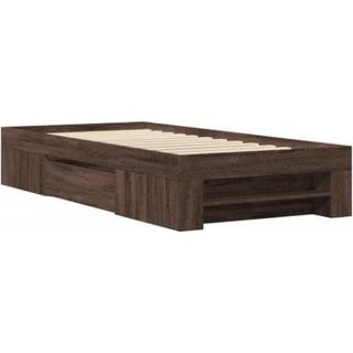 sengeramme 90x200 cm uden madras konstrueret træ brunt eg