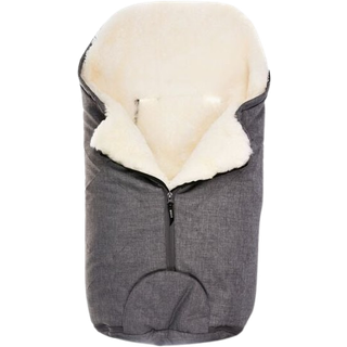 Bozz Lammeskindskørepose Small Klippet, Grey Melange/White