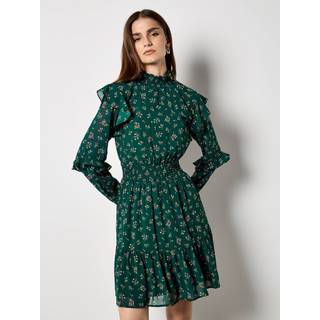 Apricot Apricot Green Spaced Vintage Ditsy Ruffle Dress - 14