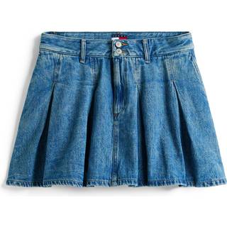 Pleated Denim Mini Skirt