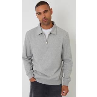 Threadbare Threadbare Grey Quarter Zip Collared Sweatshirt