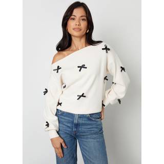 Threadbare Threadbare Sløjfe Embellished Slash Neck Trøje