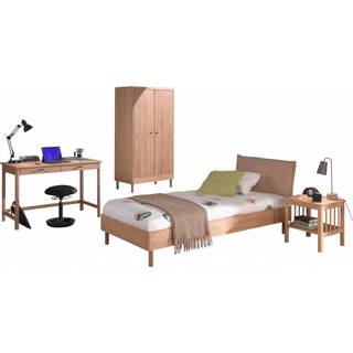 Børnemøbelsæt i eg Forrest Oak 90 x 200 cm – seng, natbord, garderobeskab og skrivebord