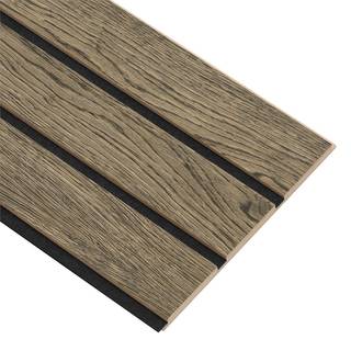 I-Wood Medio+ 3-lamel akustikpanel, sort olieret, sort filt og lys kerne, egefiner, 16 x 300 x 2400 mm