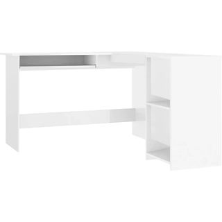 L-Formet Skrivebord 120X140X75 Cm Konstrueret Træ - Hvid højglans