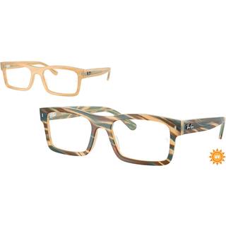 Ray-Ban RX5435F Asian Fit 8383 56 Briller Mænd Brun - Polished Photochromic Striped Brown - 56mm