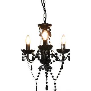 lysekrone med perler rund 3 x E14 sort