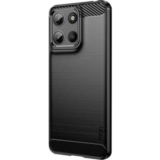 MOFI - Motorola Moto G15 - Brushed Carbon Fiber Fleksibelt Plastik Cover - Sort