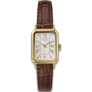 TIMEX Womens Dress i guldfarvet med brun læderrem