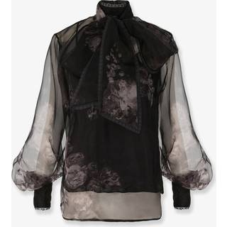 Zimmermann Hypnotic floral silk organza blouse - black - M