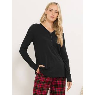 Lts Tall Black Cotton Waffle Pyjama Top Size 10-12