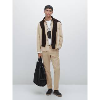 Massimo Dutti - Herre - Strukturvævede, Slim Fit Bukser - Brændt - 40