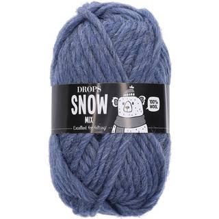 DROPS Snow Mix/Print 21 Blå skygge Indhold: 100% Uld Garngruppe: E (9 - 11 masker)/ 14 ply / super bulky Vægt/længde: 50 gram = ca. 50 meter Anbefalede pinde: 9 mm Strikkefasthed: 10 x 10 cm = 10 m x 14 p Vask: Håndvask, max 30°C / Tørres fladt / Kan filtes.