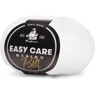 Mayflower Easy Care BIG 101 Hvid Indhold: 100% ren merinould Vægt/længde: 50 g = ca. 85 m Anbefalede pinde: 5.00 mm Strikkefasthed: 10 x 10 cm = 18 m x 26 p Vask: Maskinvask ved 40°C / Anvend ikke alm. flydende vaskemiddel / Flydende uldvaskemiddel kan anvendes.