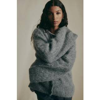 Gina Tricot-Alpaca blend knitted cardigan-Cardigans-Grå-L-Dame