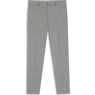 Slim fit -bukser i mikromønstret stof med strækbar uld