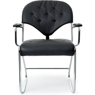 DUX - Sam Lænestol, Classic Soft 88 - Krom - Spisebordsstole - Sam Larsson - Sort - Læder/Metal/Tekstilmateriale