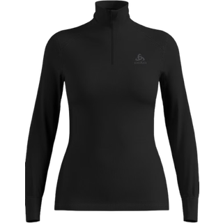 Odlo Women's Top Turtle Neck L/S Half Zip Active Warm Syntetisk undertøj Damer størrelse XS farve sort