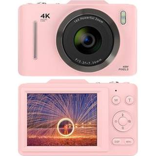 H16 Digitalkamera med 16X Zoom, 2,8 IPS Skærm og 32GB Hukommelseskort - Pink
