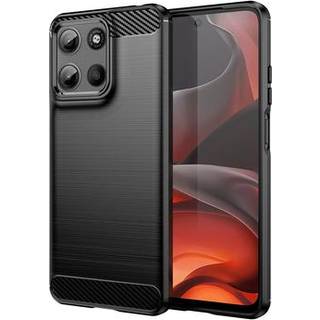 Motorola Moto G15 Børstet TPU Cover - Karbonfiber - Sort