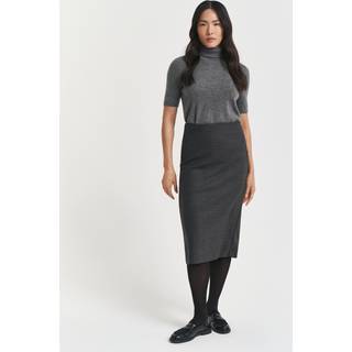 GANT Dame Midi ternet pencil-nederdel i uld (40) CHARCOAL MELANGE