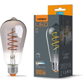 St64 LED-pære 4W E27 - kultråddæmpbar spiral gråtonet / askfarvet ekstra varm hvid, spænding: 230V, lysstyrke: 100, - Dæmpbar : Dæmpbar, Kulør : Ekstra varm